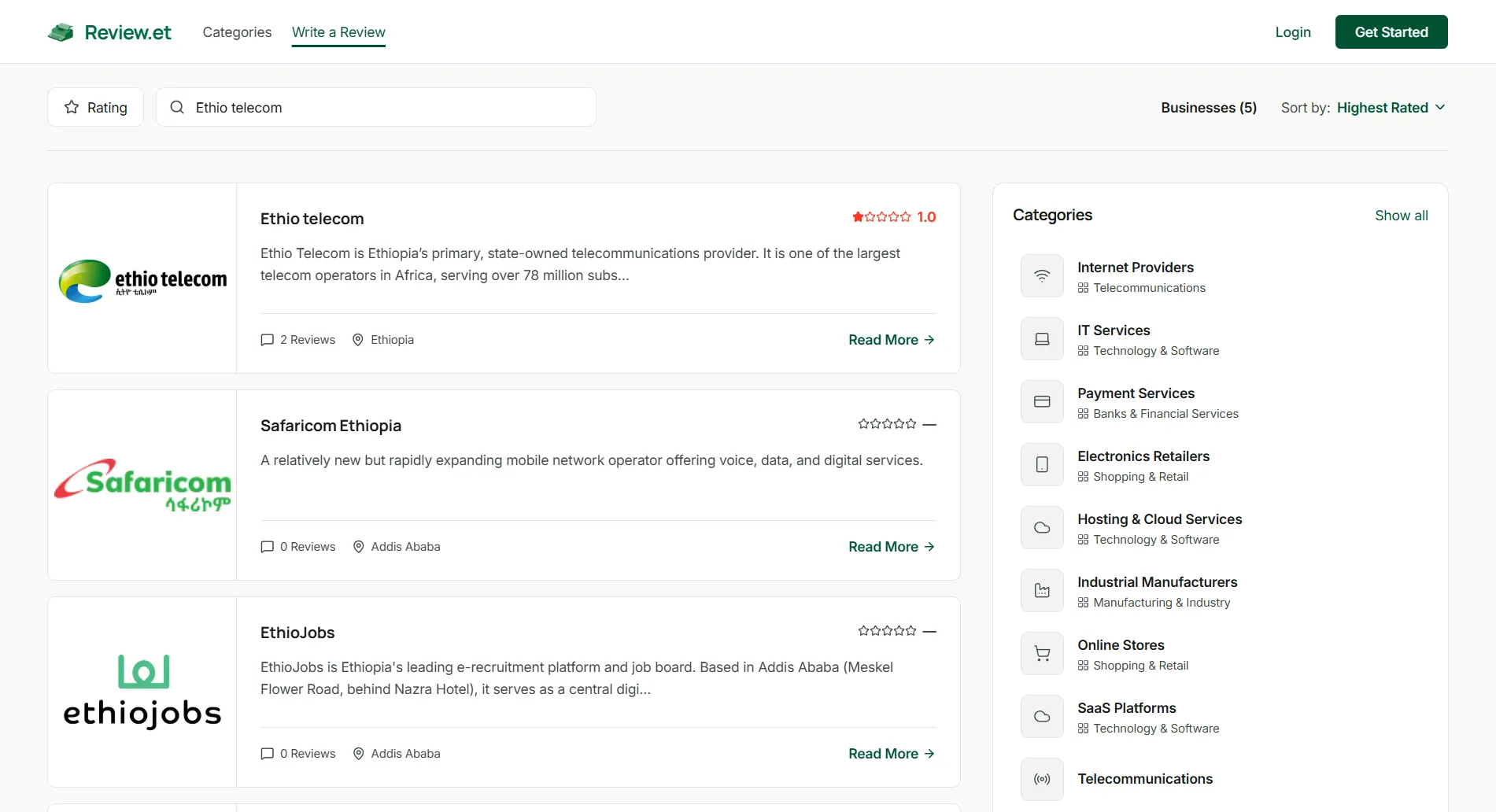 Review.et, screenshot 2