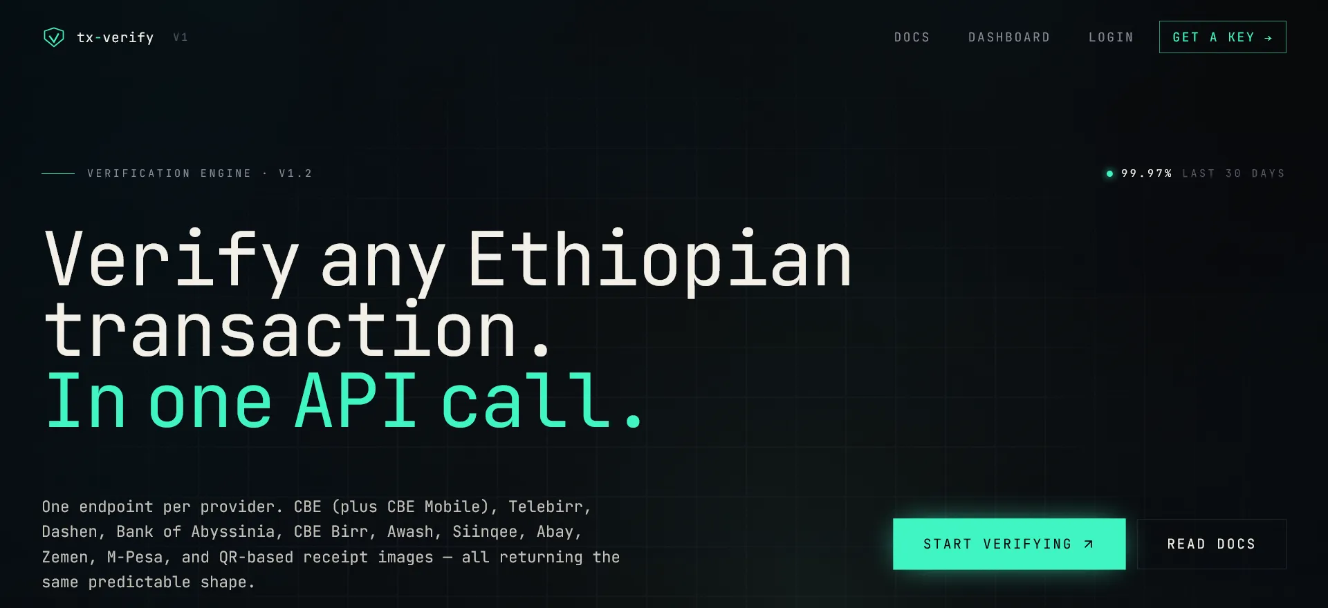 Tx-verify, screenshot 1