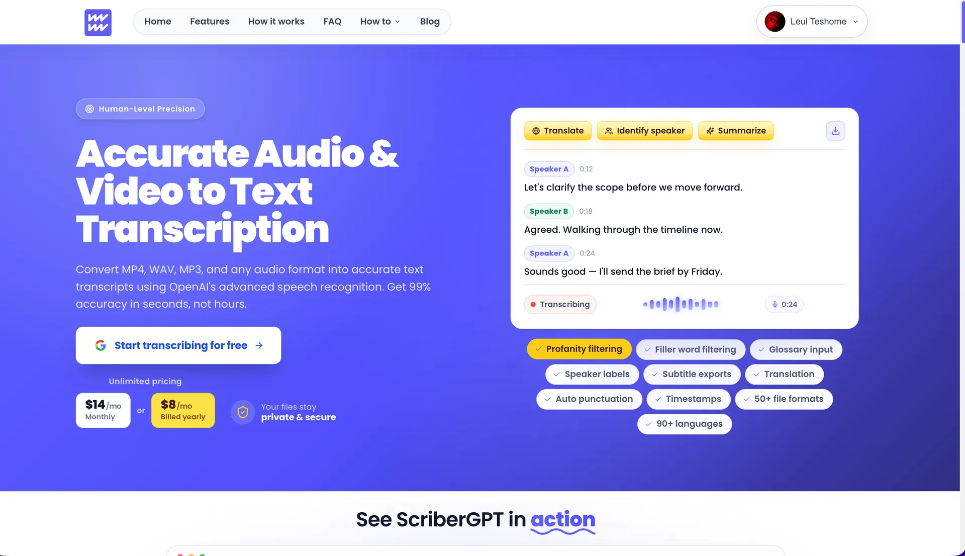 Scriber GPT, screenshot 1